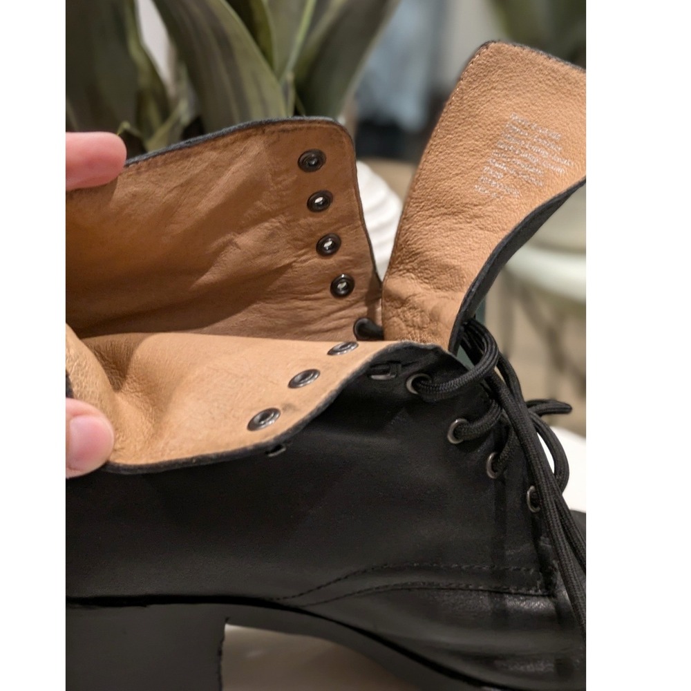 Madewell Patti Lace-Up Boots Size 8.5 Black Leather Combat Block Heel Ankle Boot - Picture 6 of 9